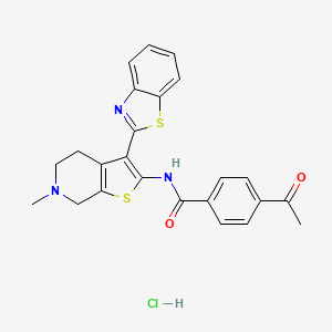 molecular formula C24H22ClN3O2S2 B2686416 4-乙酰基-N-(3-(苯并[d]噻唑-2-基)-6-甲基-4,5,6,7-四氢噻吩[2,3-c]吡啶-2-基)苯甲酰胺盐酸盐 CAS No. 1330330-35-2