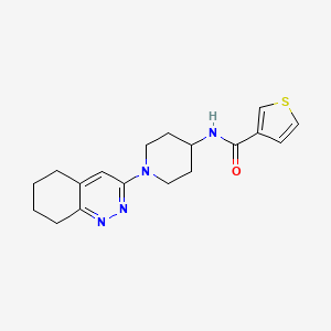 molecular formula C18H22N4OS B2686426 N-[1-(5,6,7,8-tetrahydrocinnolin-3-yl)piperidin-4-yl]thiophene-3-carboxamide CAS No. 2034350-96-2