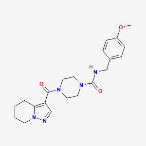 molecular formula C21H27N5O3 B2686456 N-(4-methoxybenzyl)-4-(4,5,6,7-tetrahydropyrazolo[1,5-a]pyridine-3-carbonyl)piperazine-1-carboxamide CAS No. 2034587-46-5