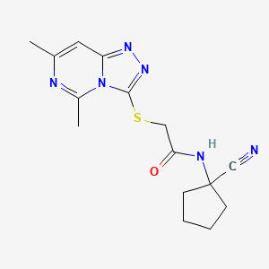 molecular formula C15H18N6OS B2686457 N-(1-cyanocyclopentyl)-2-({5,7-dimethyl-[1,2,4]triazolo[4,3-c]pyrimidin-3-yl}sulfanyl)acetamide CAS No. 1147773-94-1