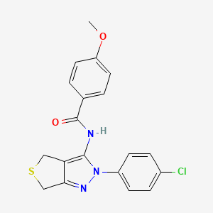 molecular formula C19H16ClN3O2S B2686462 N-(2-(4-chlorophenyl)-4,6-dihydro-2H-thieno[3,4-c]pyrazol-3-yl)-4-methoxybenzamide CAS No. 361168-47-0