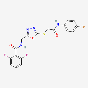 molecular formula C18H13BrF2N4O3S B2686490 N-((5-((2-((4-bromophenyl)amino)-2-oxoethyl)thio)-1,3,4-oxadiazol-2-yl)methyl)-2,6-difluorobenzamide CAS No. 903270-85-9