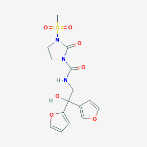 molecular formula C15H17N3O7S B2686492 N-(2-(furan-2-yl)-2-(furan-3-yl)-2-hydroxyethyl)-3-(methylsulfonyl)-2-oxoimidazolidine-1-carboxamide CAS No. 2034259-10-2