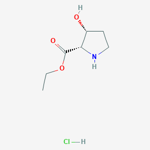 molecular formula C7H14ClNO3 B2686502 Ethyl 3-hydroxypyrrolidine-2-carboxylate hydrochloride, cis CAS No. 51814-20-1