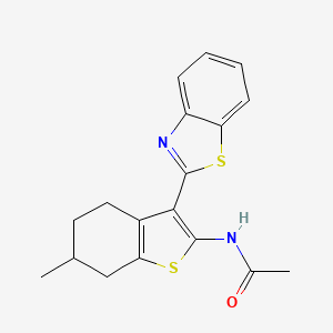 molecular formula C18H18N2OS2 B2686507 N-[3-(1,3-benzothiazol-2-yl)-6-methyl-4,5,6,7-tetrahydro-1-benzothiophen-2-yl]acetamide CAS No. 477544-37-9