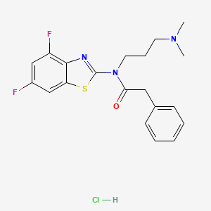 molecular formula C20H22ClF2N3OS B2686511 N-(4,6-DIFLUORO-1,3-BENZOTHIAZOL-2-YL)-N-[3-(DIMETHYLAMINO)PROPYL]-2-PHENYLACETAMIDE HYDROCHLORIDE CAS No. 1216928-89-0