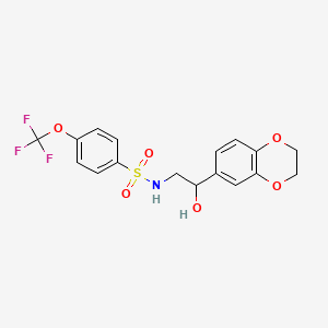 molecular formula C17H16F3NO6S B2686517 N-(2-(2,3-dihydrobenzo[b][1,4]dioxin-6-yl)-2-hydroxyethyl)-4-(trifluoromethoxy)benzenesulfonamide CAS No. 2034568-73-3