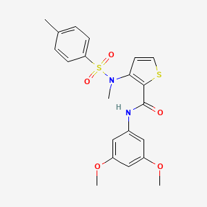 molecular formula C21H22N2O5S2 B2686566 N-(3,5-dimethoxyphenyl)-3-(N-methyl4-methylbenzenesulfonamido)thiophene-2-carboxamide CAS No. 1116082-71-3