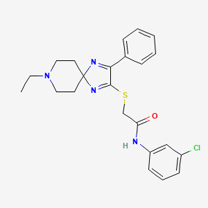molecular formula C23H25ClN4OS B2686586 N-(3-chlorophenyl)-2-((8-ethyl-3-phenyl-1,4,8-triazaspiro[4.5]deca-1,3-dien-2-yl)thio)acetamide CAS No. 1189883-14-4