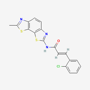 molecular formula C18H12ClN3OS2 B2686590 (2E)-3-(2-chlorophenyl)-N-{11-methyl-3,12-dithia-5,10-diazatricyclo[7.3.0.0^{2,6}]dodeca-1(9),2(6),4,7,10-pentaen-4-yl}prop-2-enamide CAS No. 684231-61-6