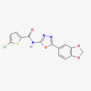 molecular formula C14H8ClN3O4S B2686600 N-(5-(benzo[d][1,3]dioxol-5-yl)-1,3,4-oxadiazol-2-yl)-5-chlorothiophene-2-carboxamide CAS No. 921899-72-1