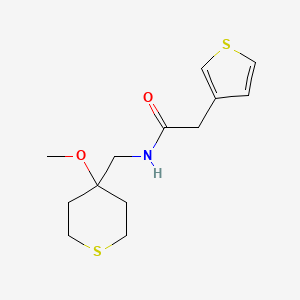 molecular formula C13H19NO2S2 B2686630 N-((4-methoxytetrahydro-2H-thiopyran-4-yl)methyl)-2-(thiophen-3-yl)acetamide CAS No. 2034399-43-2