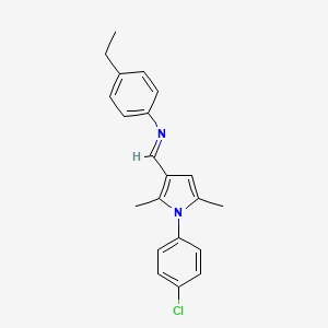 molecular formula C21H21ClN2 B2686654 N-{(E)-[1-(4-chlorophenyl)-2,5-dimethyl-1H-pyrrol-3-yl]methylidene}-4-ethylaniline CAS No. 357664-69-8