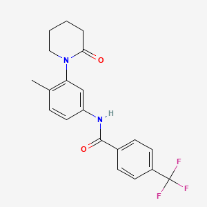 molecular formula C20H19F3N2O2 B2686695 N-[4-methyl-3-(2-oxopiperidin-1-yl)phenyl]-4-(trifluoromethyl)benzamide CAS No. 941873-27-4