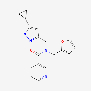 N-((5-cyclopropyl-1-methyl-1H-pyrazol-3-yl)methyl)-N-(furan-2-ylmethyl)nicotinamide
