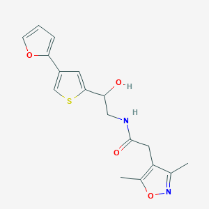 2-(3,5-Dimethyl-1,2-oxazol-4-yl)-N-[2-[4-(furan-2-yl)thiophen-2-yl]-2-hydroxyethyl]acetamide
