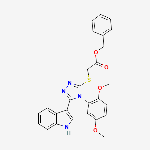 benzyl 2-((4-(2,5-dimethoxyphenyl)-5-(1H-indol-3-yl)-4H-1,2,4-triazol-3-yl)thio)acetate