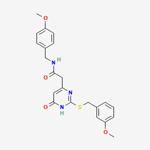 molecular formula C22H23N3O4S B2686723 N-(4-methoxybenzyl)-2-(2-((3-methoxybenzyl)thio)-6-oxo-1,6-dihydropyrimidin-4-yl)acetamide CAS No. 1105237-48-6