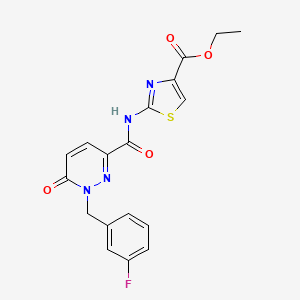 Ethyl 2-(1-(3-fluorobenzyl)-6-oxo-1,6-dihydropyridazine-3-carboxamido)thiazole-4-carboxylate
