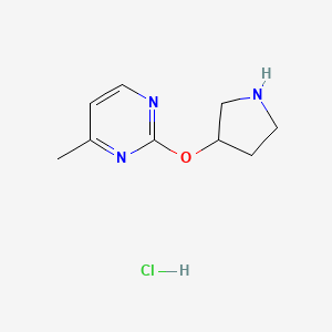 molecular formula C9H14ClN3O B2686732 4-Methyl-2-(pyrrolidin-3-yloxy)pyrimidine hydrochloride CAS No. 1420986-29-3