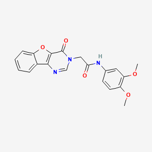 molecular formula C20H17N3O5 B2686742 N-(3,4-dimethoxyphenyl)-2-{6-oxo-8-oxa-3,5-diazatricyclo[7.4.0.0^{2,7}]trideca-1(9),2(7),3,10,12-pentaen-5-yl}acetamide CAS No. 864923-10-4