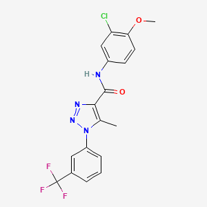 molecular formula C18H14ClF3N4O2 B2686779 N-(3-chloro-4-methoxyphenyl)-5-methyl-1-[3-(trifluoromethyl)phenyl]-1H-1,2,3-triazole-4-carboxamide CAS No. 866896-13-1