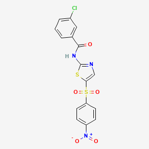 3-chloro-N-(5-((4-nitrophenyl)sulfonyl)thiazol-2-yl)benzamide