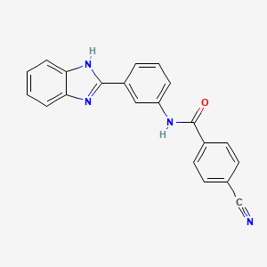 molecular formula C21H14N4O B2686798 N-[3-(1H-1,3-benzodiazol-2-yl)phenyl]-4-cyanobenzamide CAS No. 477493-21-3