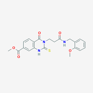 molecular formula C21H21N3O5S B2686799 methyl 3-(2-{[(2-methoxyphenyl)methyl]carbamoyl}ethyl)-4-oxo-2-sulfanylidene-1,2,3,4-tetrahydroquinazoline-7-carboxylate CAS No. 946375-98-0