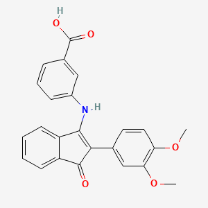 molecular formula C24H19NO5 B2686838 3-((2-(3,4-Dimethoxyphenyl)-1-oxoinden-3-YL)amino)benzoic acid CAS No. 1023870-85-0