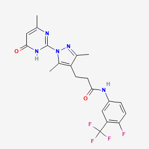 3-(3,5-dimethyl-1-(4-methyl-6-oxo-1,6-dihydropyrimidin-2-yl)-1H-pyrazol-4-yl)-N-(4-fluoro-3-(trifluoromethyl)phenyl)propanamide
