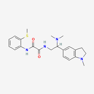 molecular formula C22H28N4O2S B2686854 N1-(2-(dimethylamino)-2-(1-methylindolin-5-yl)ethyl)-N2-(2-(methylthio)phenyl)oxalamide CAS No. 922089-74-5