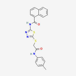 molecular formula C22H18N4O2S2 B2686857 N-(5-((2-oxo-2-(p-tolylamino)ethyl)thio)-1,3,4-thiadiazol-2-yl)-1-naphthamide CAS No. 392291-85-9