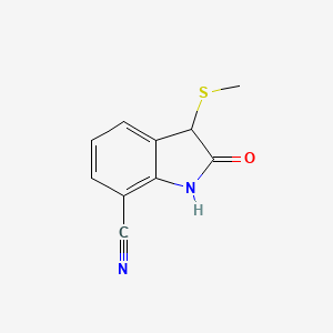 molecular formula C10H8N2OS B2686887 3-(methylsulfanyl)-2-oxo-2,3-dihydro-1H-indole-7-carbonitrile CAS No. 1935984-90-9