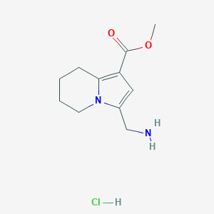 molecular formula C11H17ClN2O2 B2686889 Methyl 3-(aminomethyl)-5,6,7,8-tetrahydroindolizine-1-carboxylate hydrochloride CAS No. 2138114-65-3