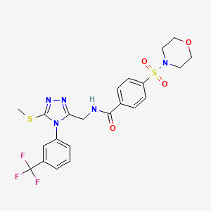 molecular formula C22H22F3N5O4S2 B2686893 N-{[5-(methylsulfanyl)-4-[3-(trifluoromethyl)phenyl]-4H-1,2,4-triazol-3-yl]methyl}-4-(morpholine-4-sulfonyl)benzamide CAS No. 317328-63-5