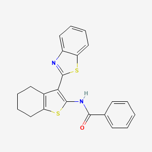 molecular formula C22H18N2OS2 B2686921 N-[3-(1,3-benzothiazol-2-yl)-4,5,6,7-tetrahydro-1-benzothiophen-2-yl]benzamide CAS No. 406926-27-0