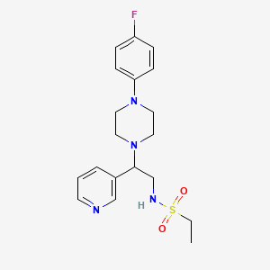 molecular formula C19H25FN4O2S B2686928 N-[2-[4-(4-fluorophenyl)piperazin-1-yl]-2-pyridin-3-ylethyl]ethanesulfonamide 