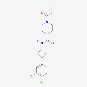 B2686938 N-[3-(3,4-Dichlorophenyl)cyclobutyl]-1-prop-2-enoylpiperidine-4-carboxamide CAS No. 2361585-23-9