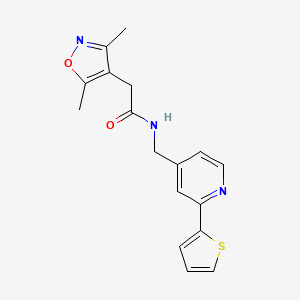 molecular formula C17H17N3O2S B2686940 2-(3,5-dimethylisoxazol-4-yl)-N-((2-(thiophen-2-yl)pyridin-4-yl)methyl)acetamide CAS No. 2034270-67-0