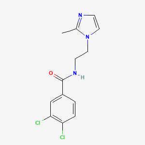 molecular formula C13H13Cl2N3O B2686955 3,4-dichloro-N-(2-(2-methyl-1H-imidazol-1-yl)ethyl)benzamide CAS No. 1286727-35-2