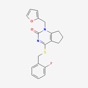 4-[(2-fluorophenyl)methylsulfanyl]-1-(furan-2-ylmethyl)-6,7-dihydro-5H-cyclopenta[d]pyrimidin-2-one