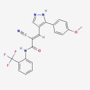 (E)-2-Cyano-3-[5-(4-methoxyphenyl)-1H-pyrazol-4-yl]-N-[2-(trifluoromethyl)phenyl]prop-2-enamide