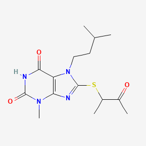 7-isopentyl-3-methyl-8-((3-oxobutan-2-yl)thio)-1H-purine-2,6(3H,7H)-dione