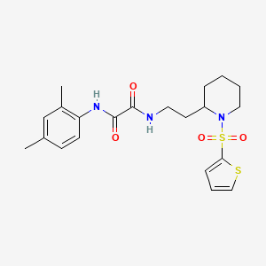 molecular formula C21H27N3O4S2 B2686983 N'-(2,4-dimethylphenyl)-N-{2-[1-(thiophene-2-sulfonyl)piperidin-2-yl]ethyl}ethanediamide CAS No. 898369-04-5