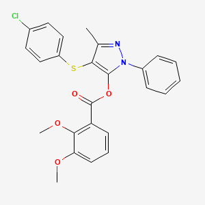 4-((4-chlorophenyl)thio)-3-methyl-1-phenyl-1H-pyrazol-5-yl 2,3-dimethoxybenzoate