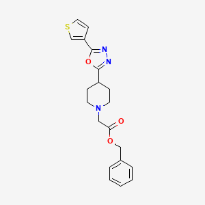 Benzyl 2-(4-(5-(thiophen-3-yl)-1,3,4-oxadiazol-2-yl)piperidin-1-yl)acetate