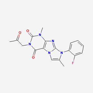 molecular formula C18H16FN5O3 B2687011 8-(2-fluorophenyl)-1,7-dimethyl-3-(2-oxopropyl)-1H,2H,3H,4H,8H-imidazo[1,2-g]purine-2,4-dione CAS No. 878729-86-3