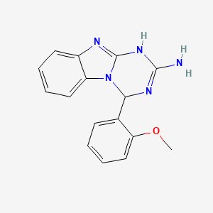 molecular formula C16H15N5O B2687015 4-(2-Methoxyphenyl)-1,4-dihydro[1,3,5]triazino[1,2-a]benzimidazol-2-amine CAS No. 669718-22-3