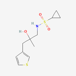 molecular formula C11H17NO3S2 B2687017 N-[2-hydroxy-2-methyl-3-(thiophen-3-yl)propyl]cyclopropanesulfonamide CAS No. 2097934-12-6